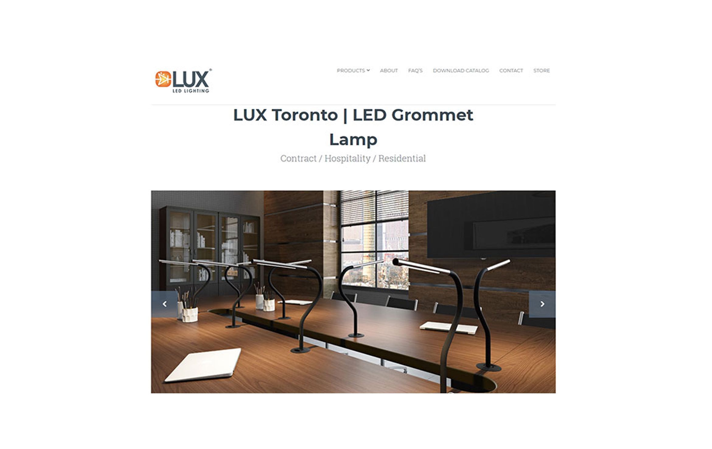 3D interior visualization featuring LED Grommet Lamp, showcasing 3D furniture modeling and rendering in a modern office setting