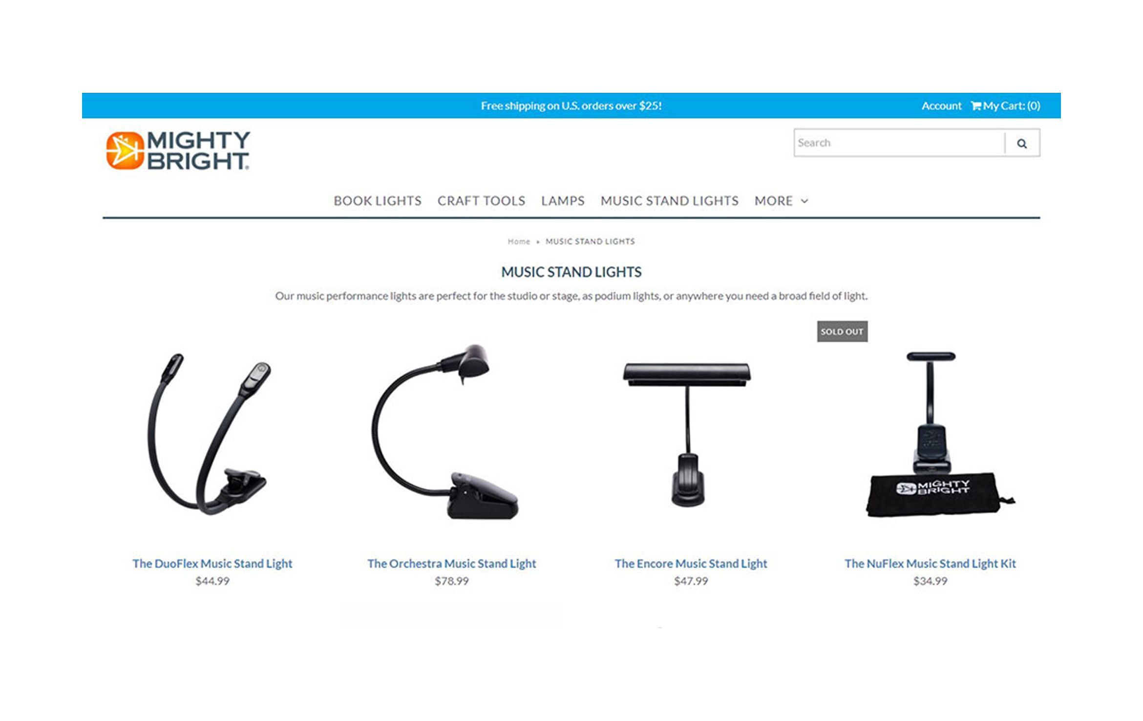 3D rendering and visualization of various music stand lights, showcasing product modeling and photorealistic CGI.