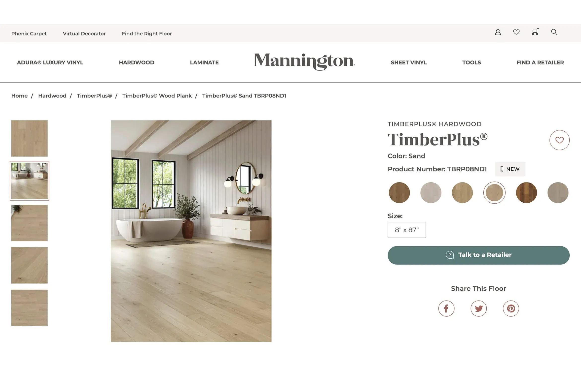 3D rendering of a modern bathroom with TimberPlus hardwood flooring, showcasing 3D furniture modeling and realistic interior visualization.