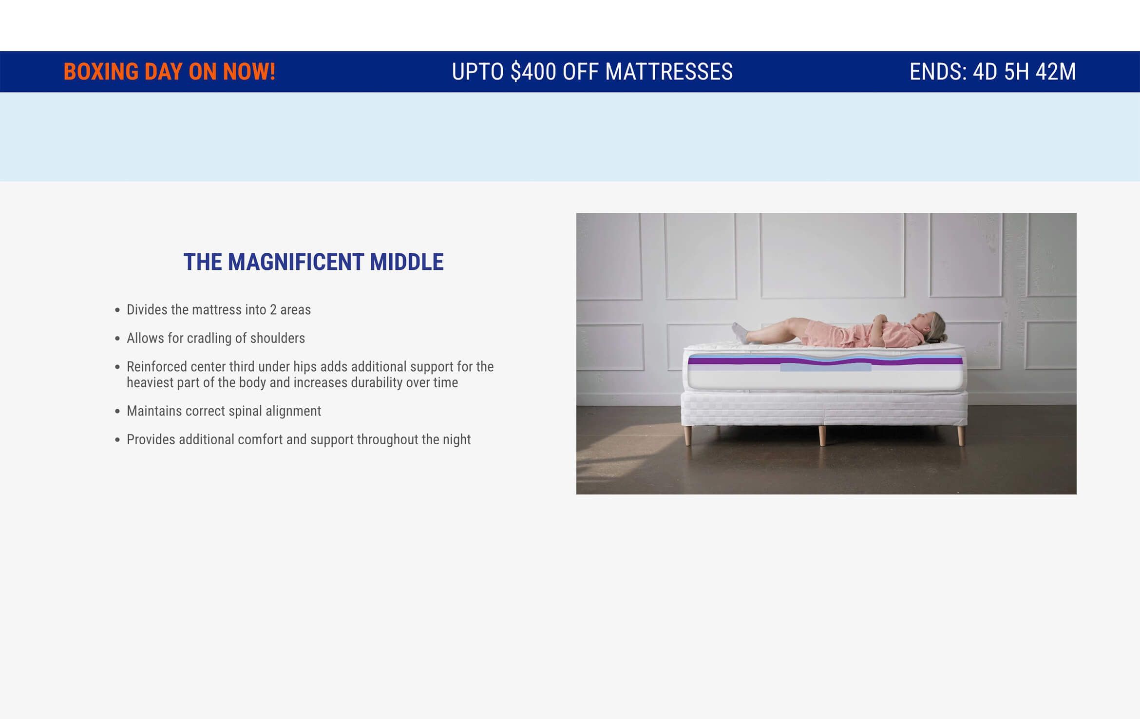 3D furniture modeling and rendering showcasing a mattress with magnificent middle support for enhanced comfort and spinal alignment.