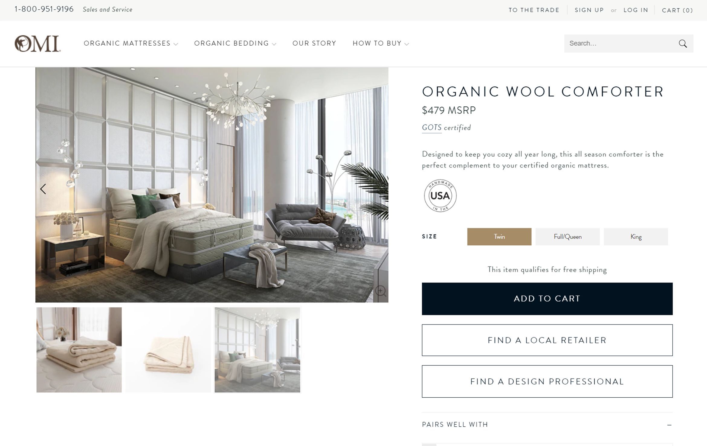 High-quality 3D rendering of a bedroom featuring a bed with an organic wool comforter, showcasing 3D furniture modeling and photorealistic visualization.