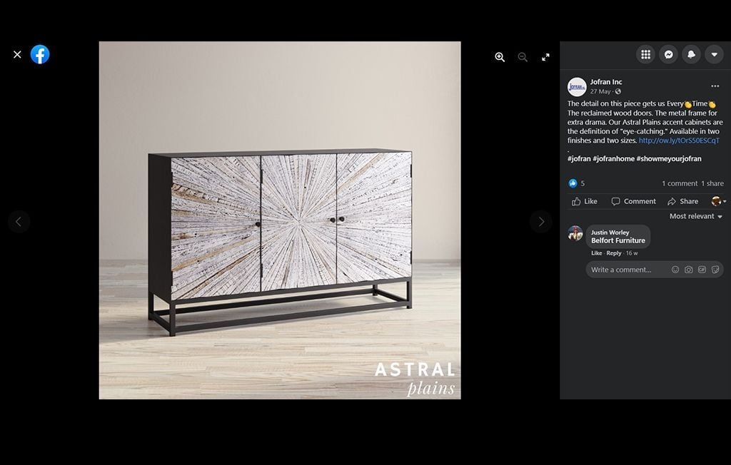3D rendered furniture cabinet with reclaimed wood doors, showcasing photorealistic product rendering and 3D furniture visualization.