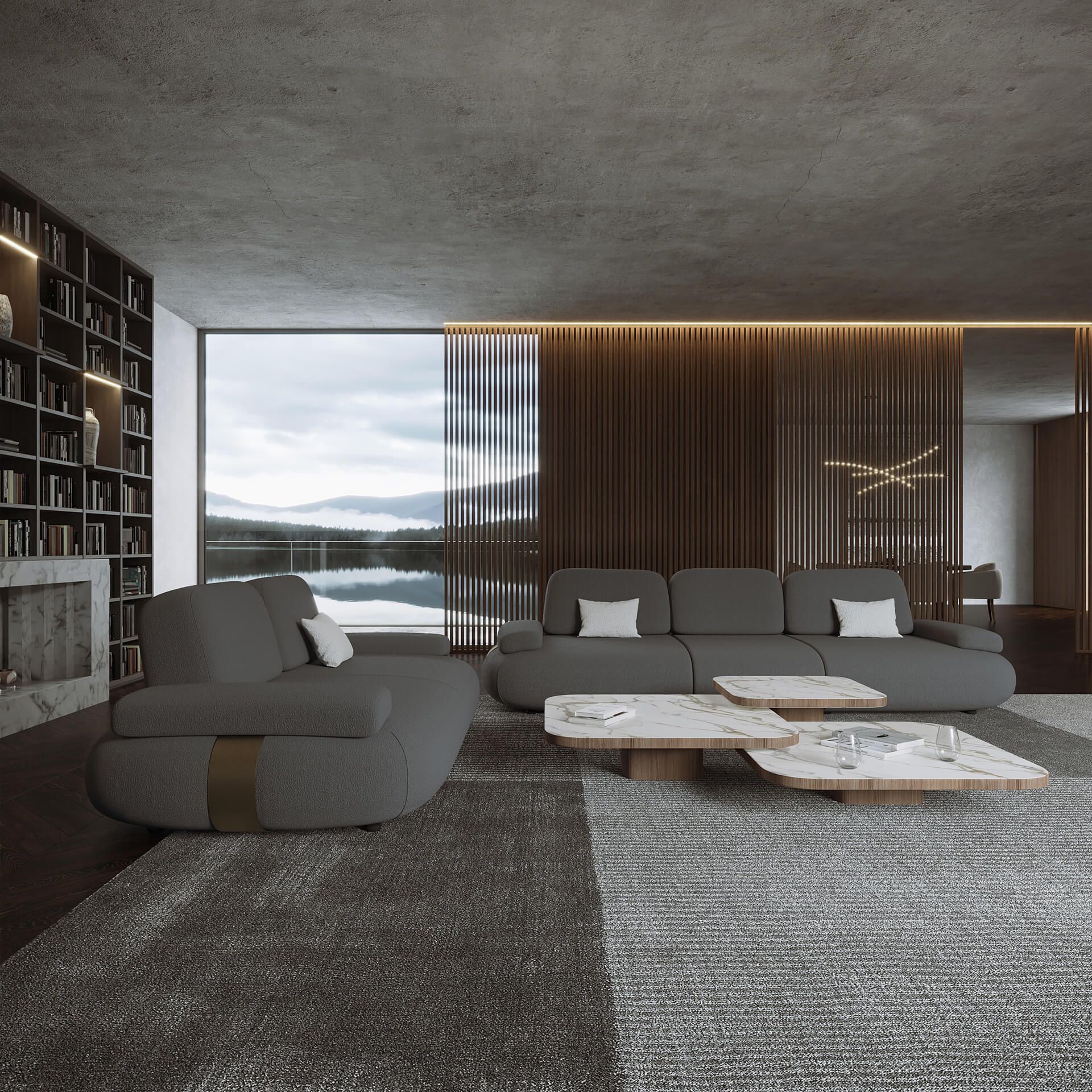 Dark Grey Upholstered Set Lifestyle Render