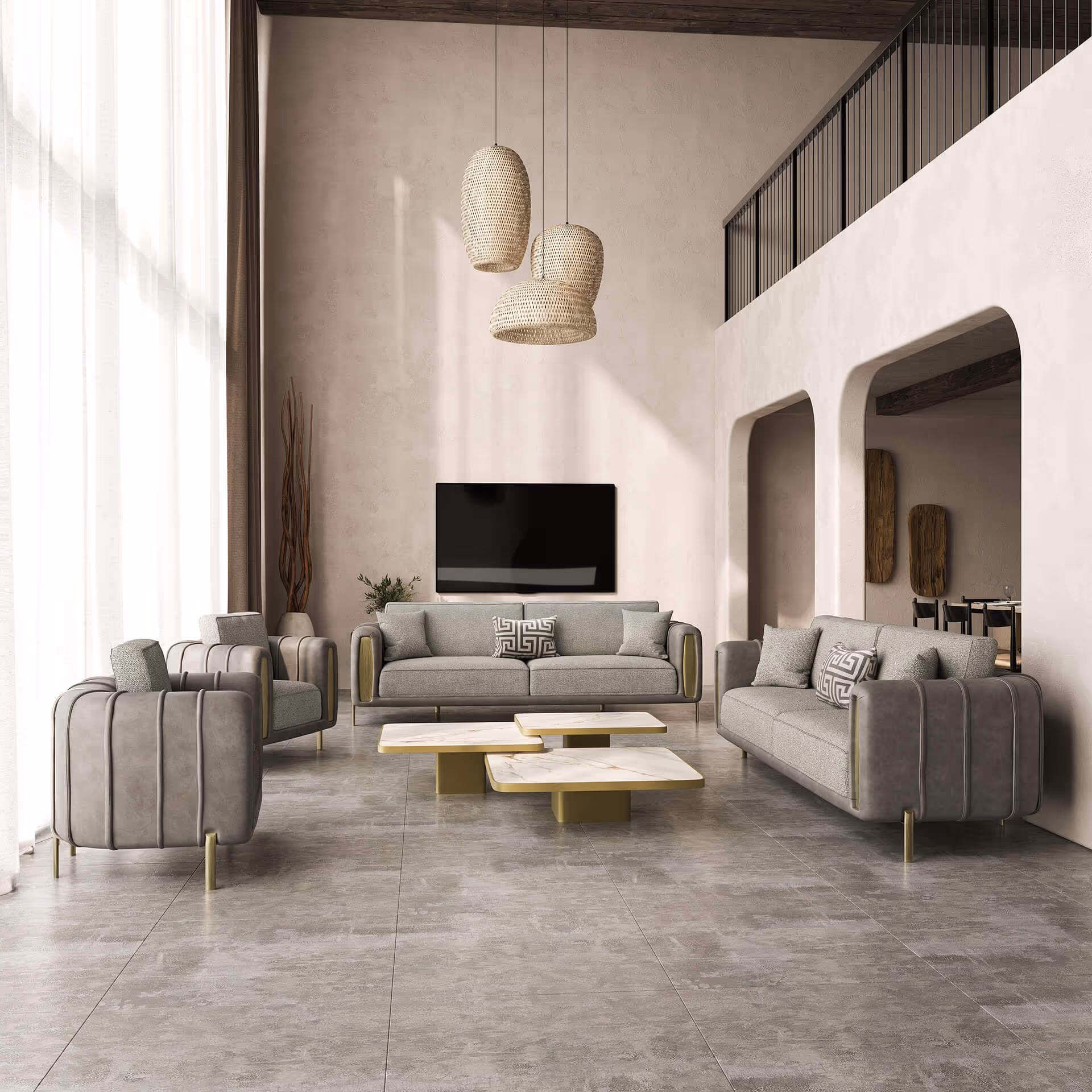 Grey Upholstered Set Lifestyle Render