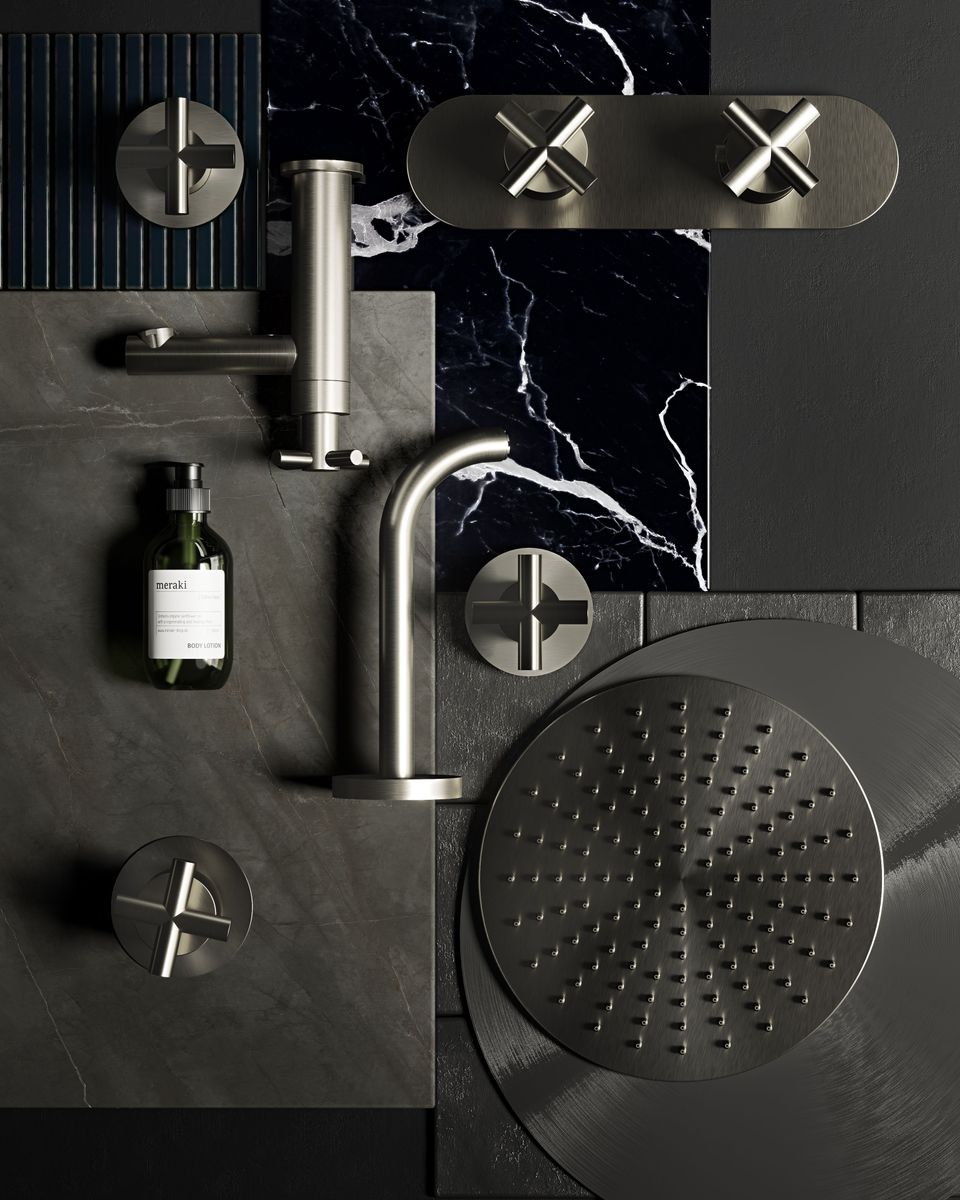 Flatlay CGI of Modern Bathroom Fixtures