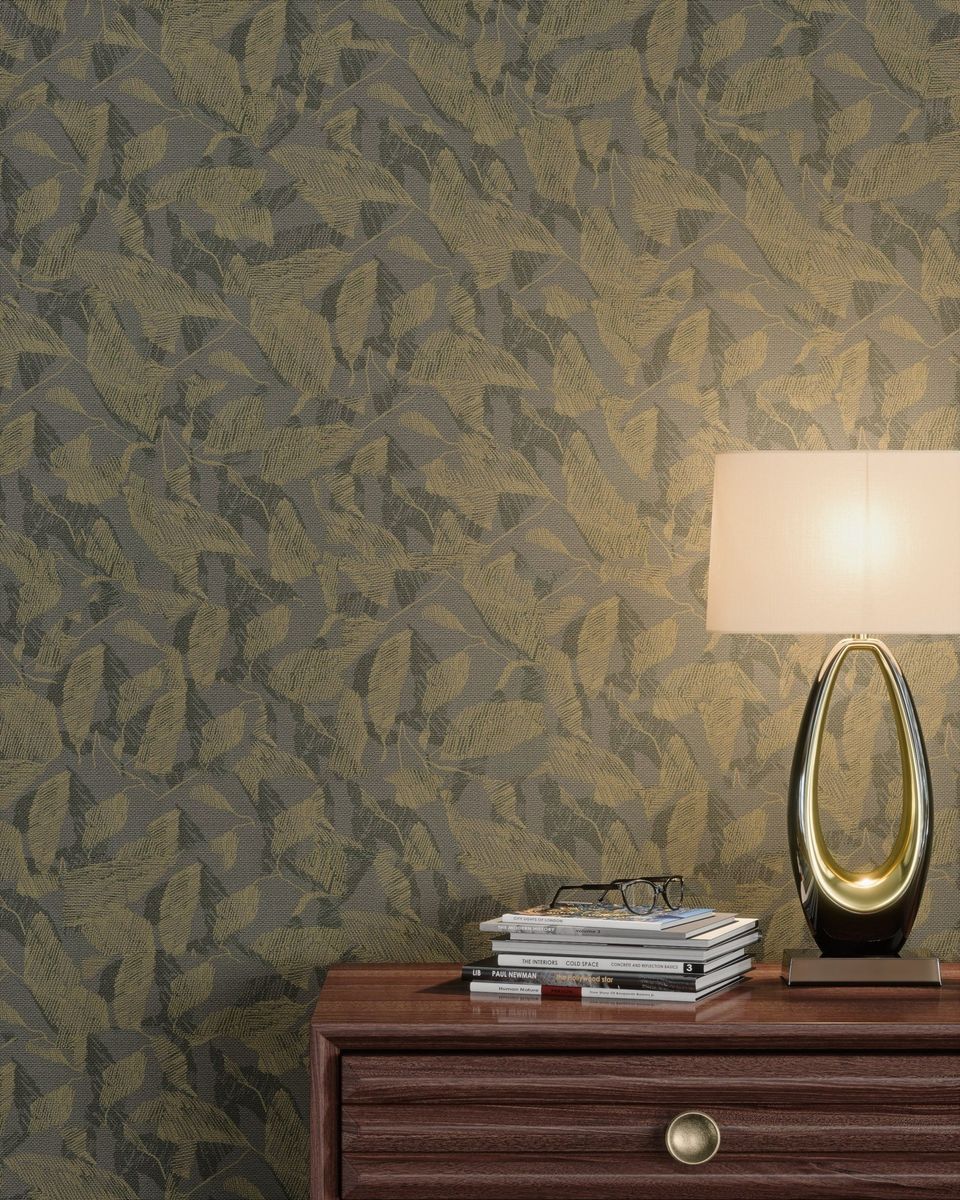 3D Visualization Of Green Floral Wallpaper Pattern For Interior Wall Design