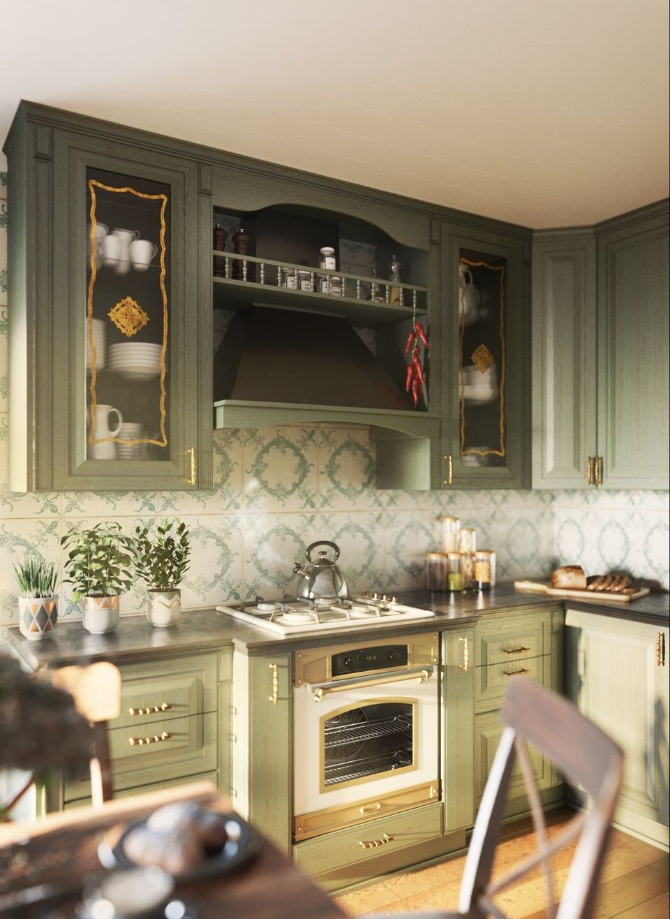 High-quality 3D kitchen visualization showcasing realistic furniture rendering and 3D interior design.