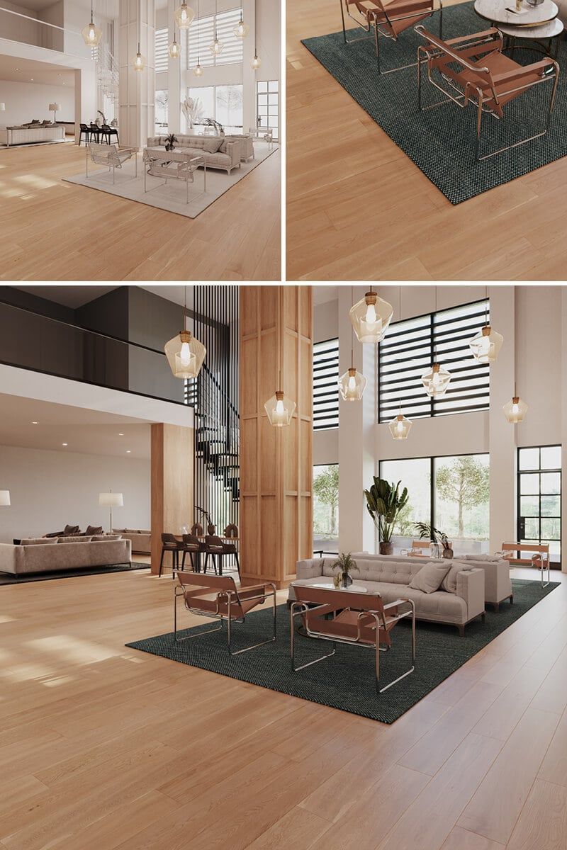 Photorealistic 3D interior rendering showcasing modern furniture and high-quality 3D visualization