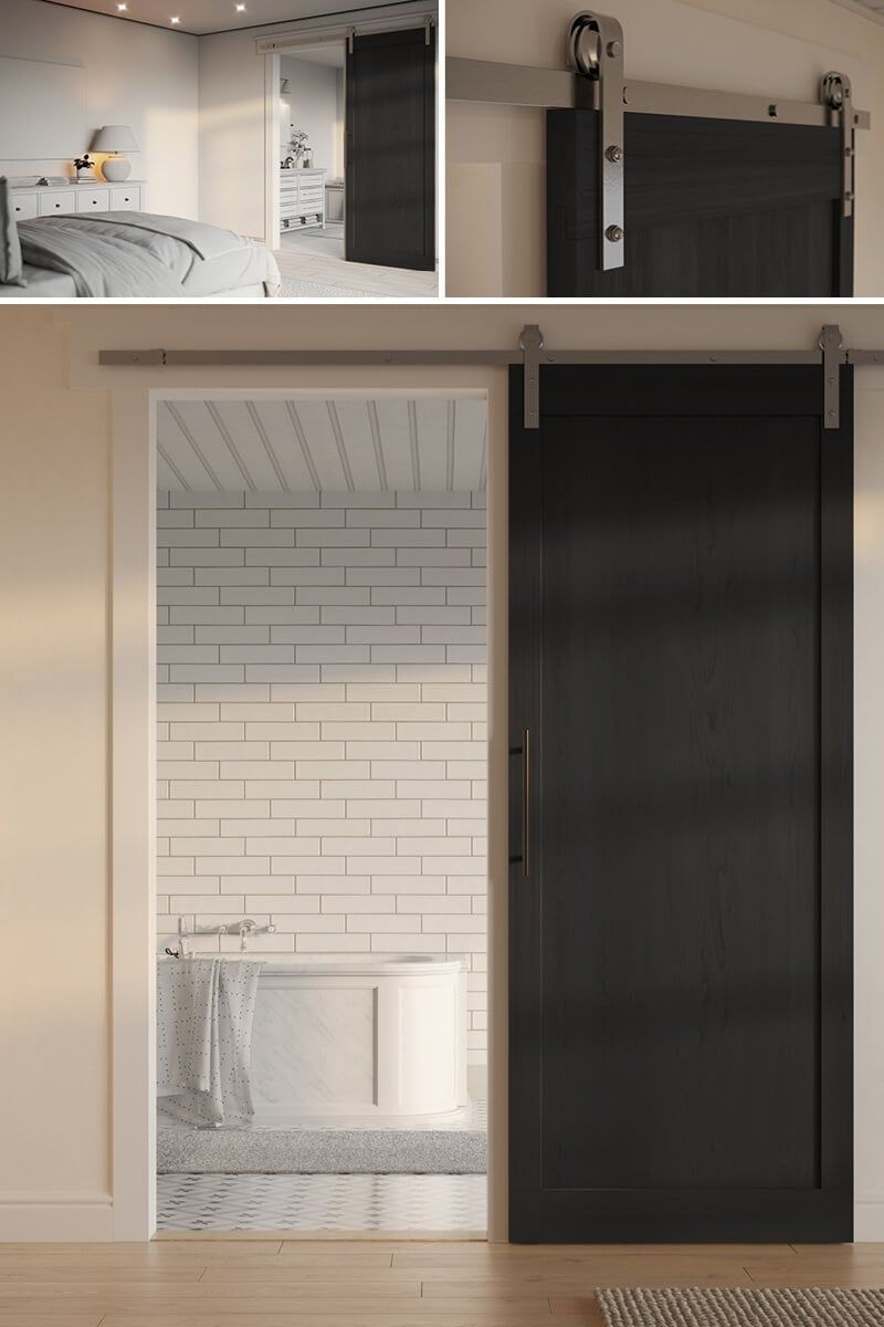 High-quality 3D rendering showcasing a modern sliding door in a contemporary interior setting, highlighting 3D furniture modeling and visualization.