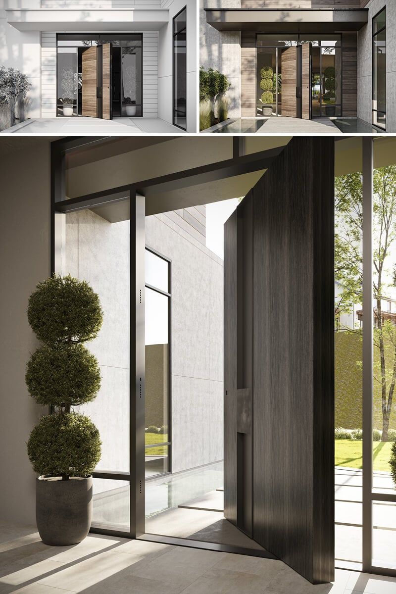 3D rendering showcasing modern entrance with realistic furniture and architectural visualization