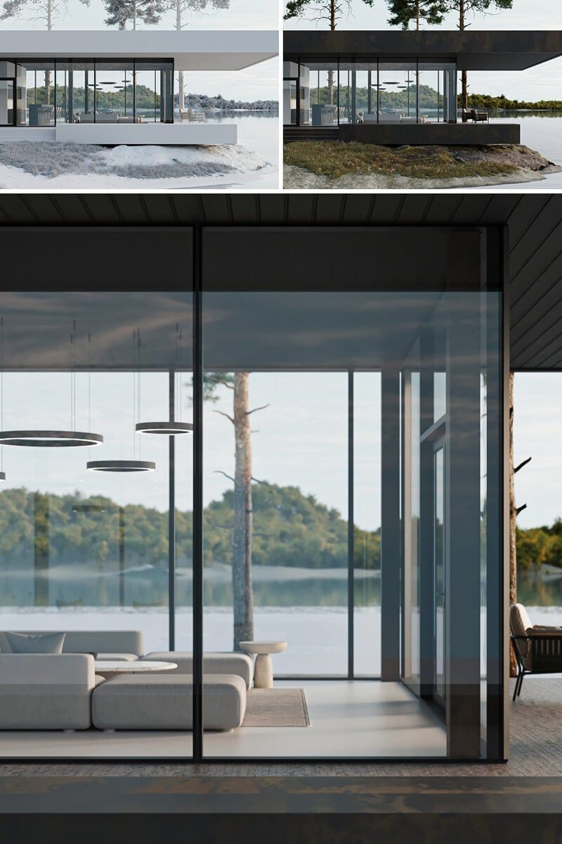 High-quality 3D rendering showcasing modern furniture in a realistic interior and exterior setting, highlighting 3D furniture modeling and visualization.