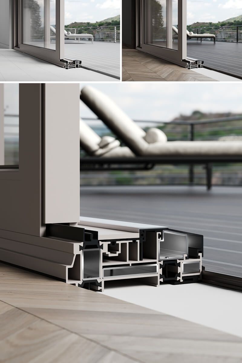 Realistic 3D rendering of sliding door frame showcasing detailed furniture modeling and visualization