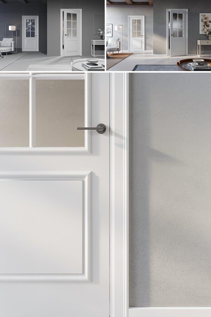 3D furniture modeling and rendering showcasing a modern door in a photorealistic interior setting, highlighting 3D visualization and CGI rendering techniques.