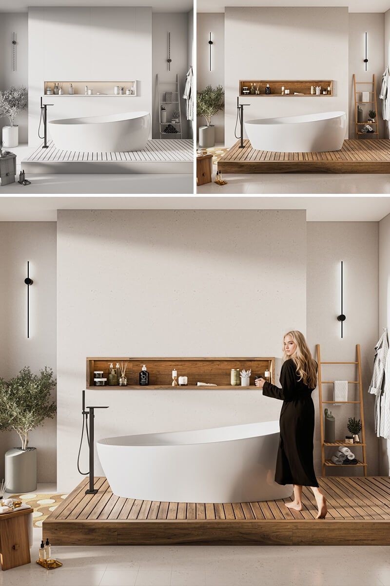 Lifestyle 3D Renders of a Bathtub