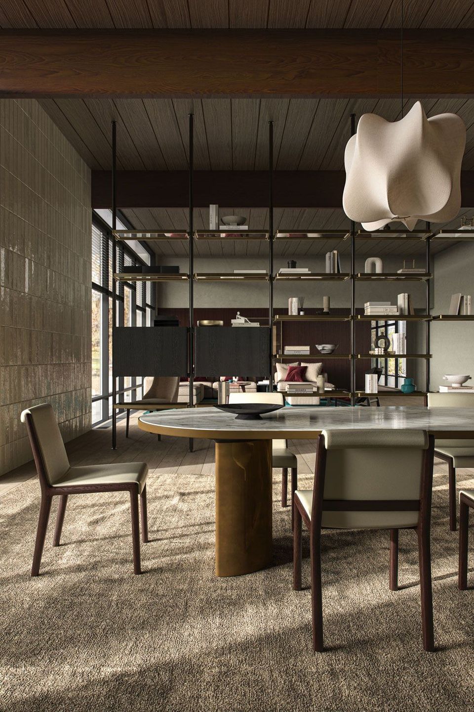 Lifestyle Rendering Of A Luxury Living Room With Elegant Furniture And Wall Panels