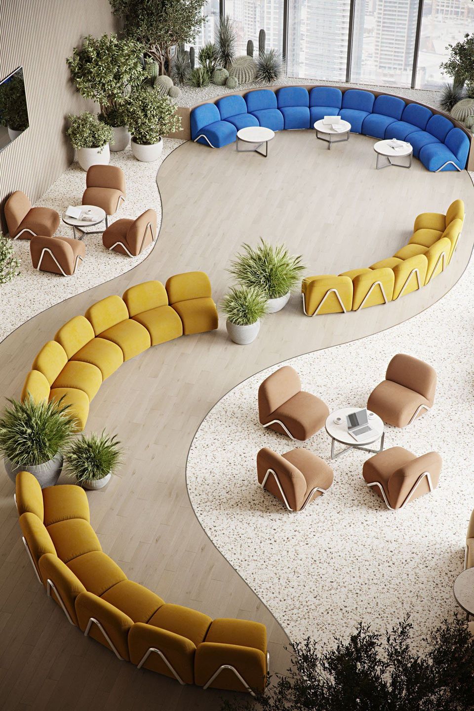 Realistic 3D rendering of a trendy interior with bespoke house fittings, showcasing 3D house fittings modeling and visualization.