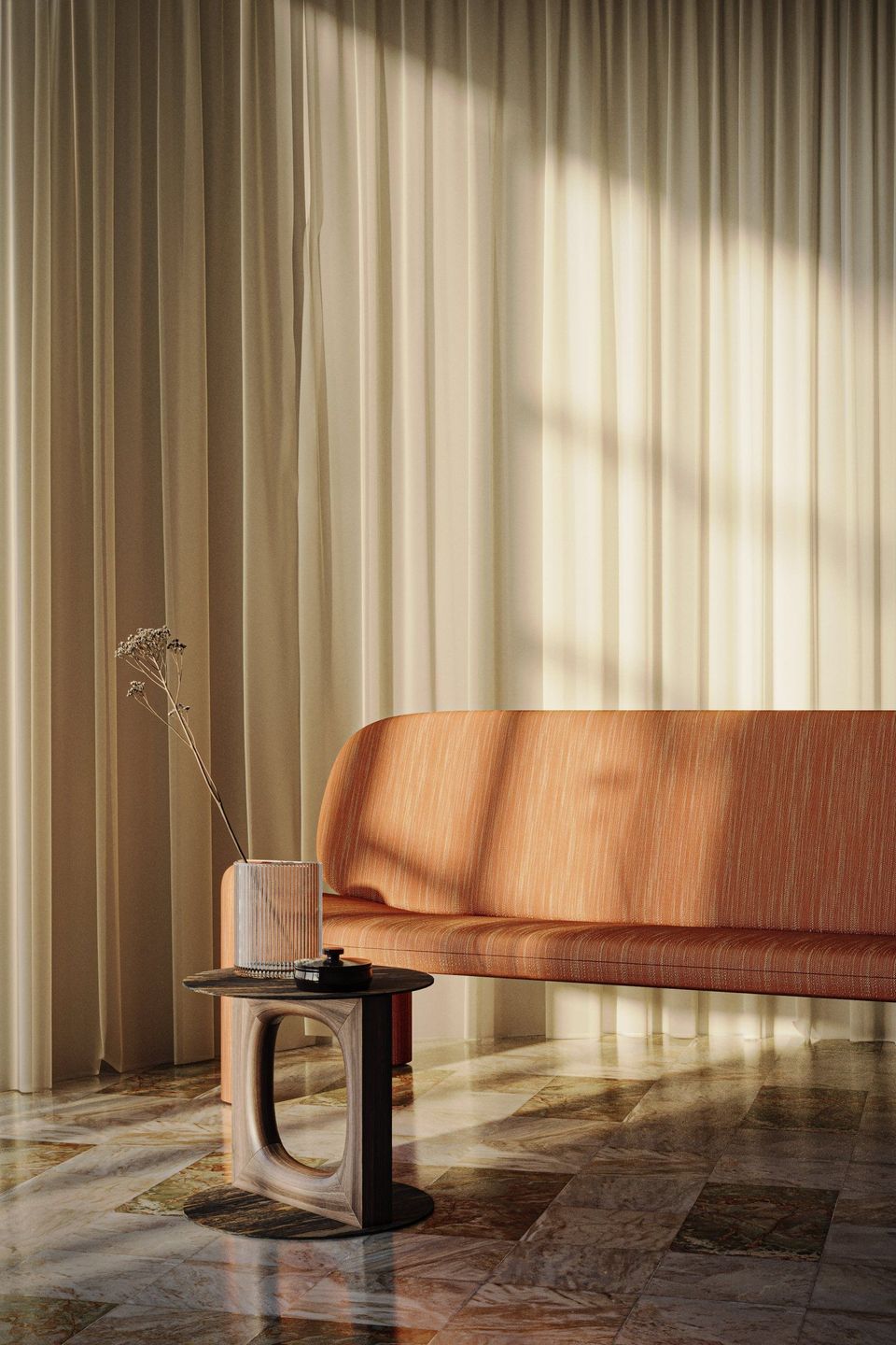 3D Rendering of Sofa Upholstery Textures With Emphasis on Surface Details and Lighting