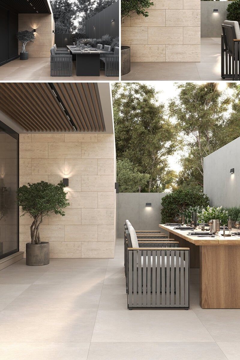 High-quality 3D rendering of an outdoor dining area showcasing realistic furniture and detailed visualization.