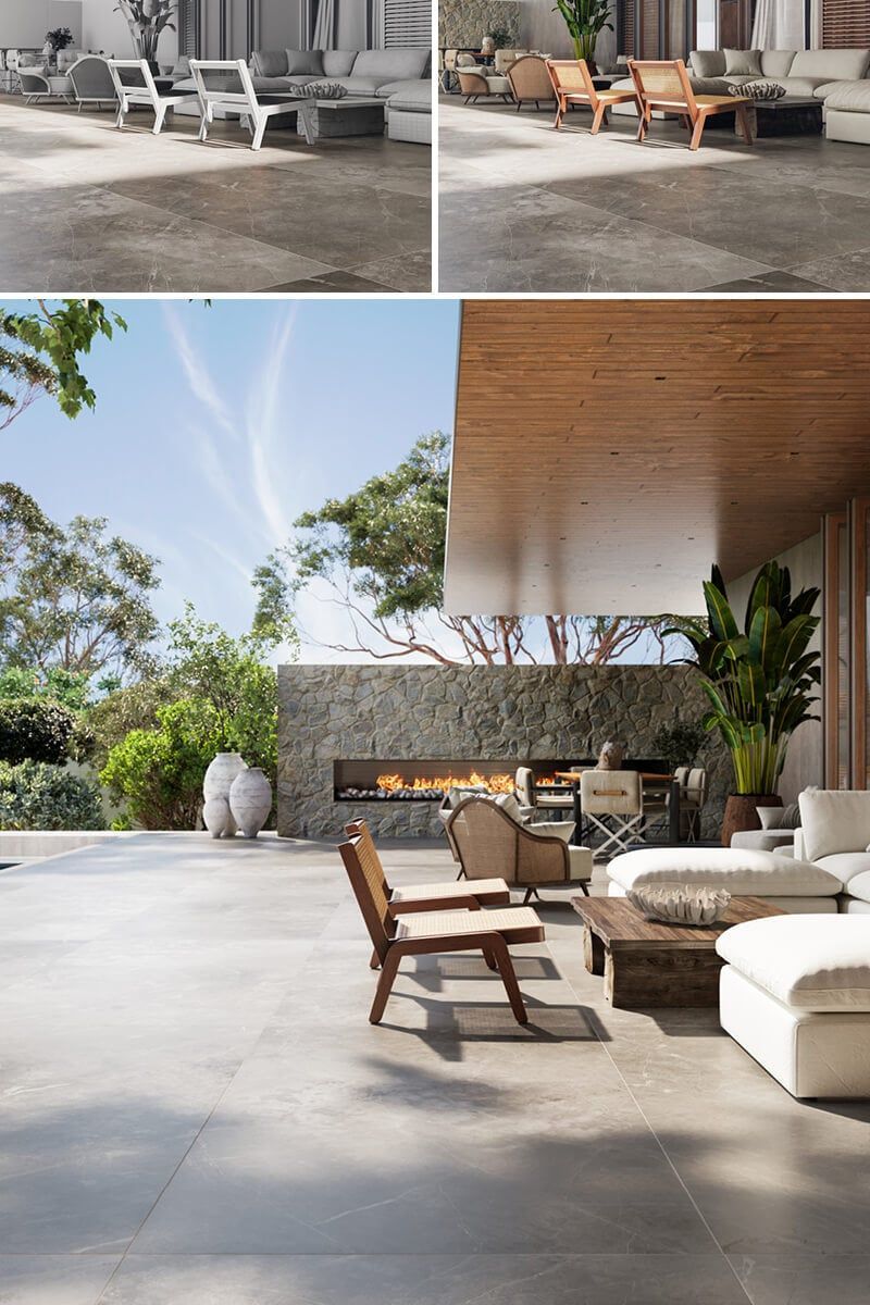 High-quality 3D furniture modeling and rendering showcasing an outdoor living space with realistic textures and lighting.