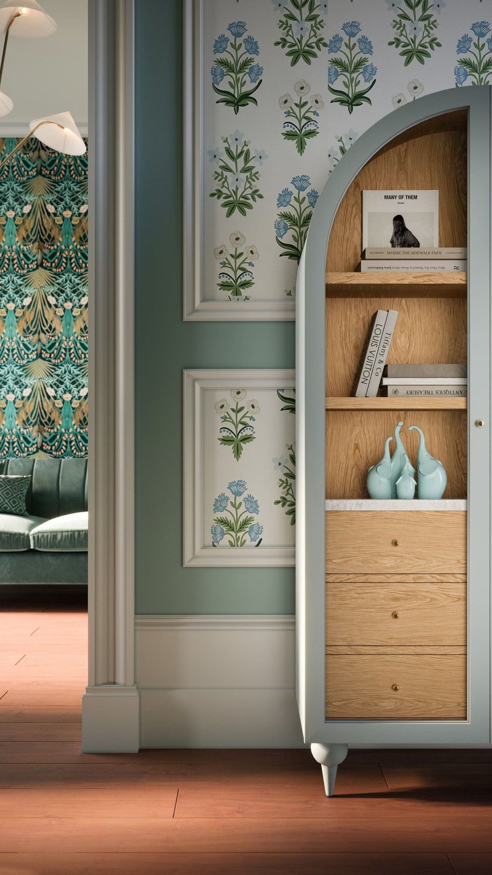 Realistic 3D house fittings rendering showcasing a stylish interior with custom 3D modeling and photorealistic visualization.