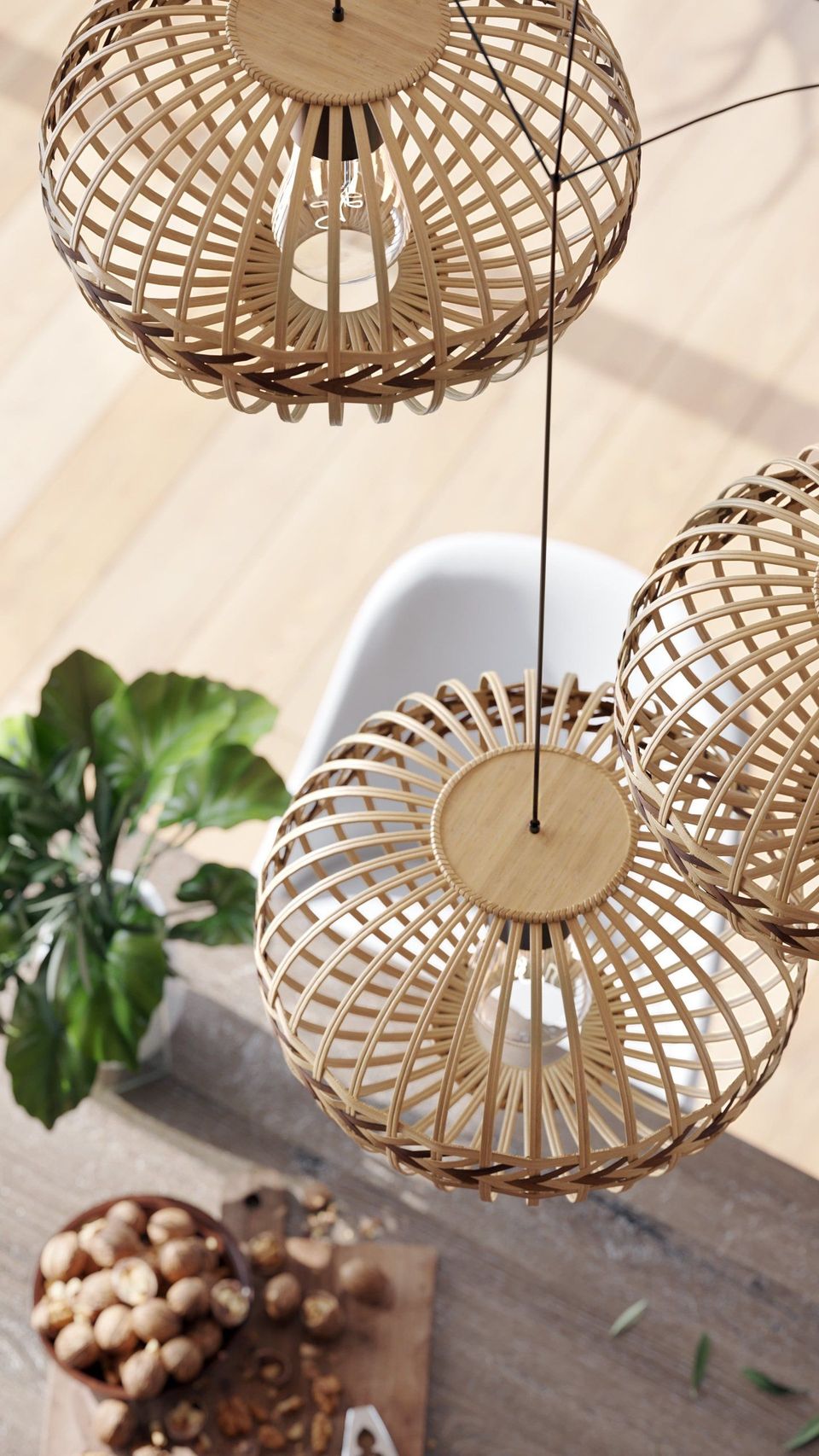 3D furniture visualization showcasing a modern pendant light with realistic rendering, part of a 3D interior visualization project