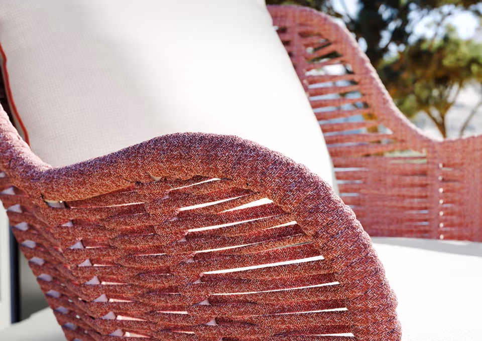 3D rendered image of a woven chair showcasing realistic house fittings rendering and 3D product visualization