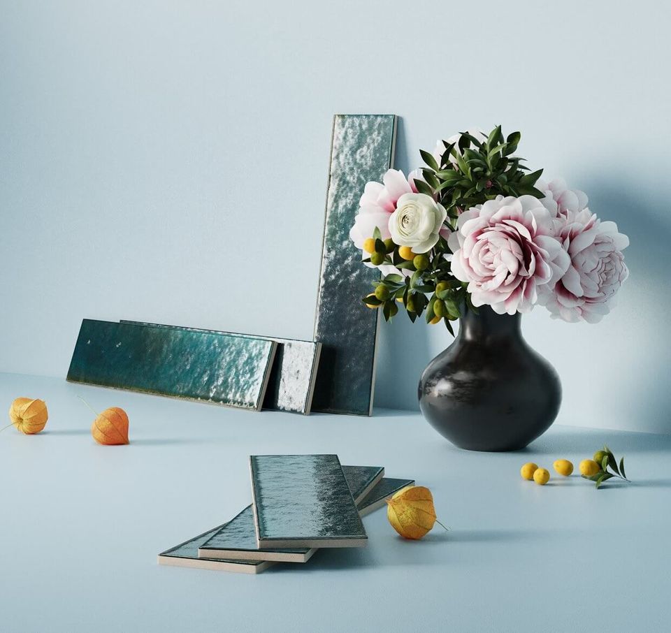 High-quality 3D furniture rendering showcasing a vase with flowers, demonstrating photorealistic 3D modeling and visualization.