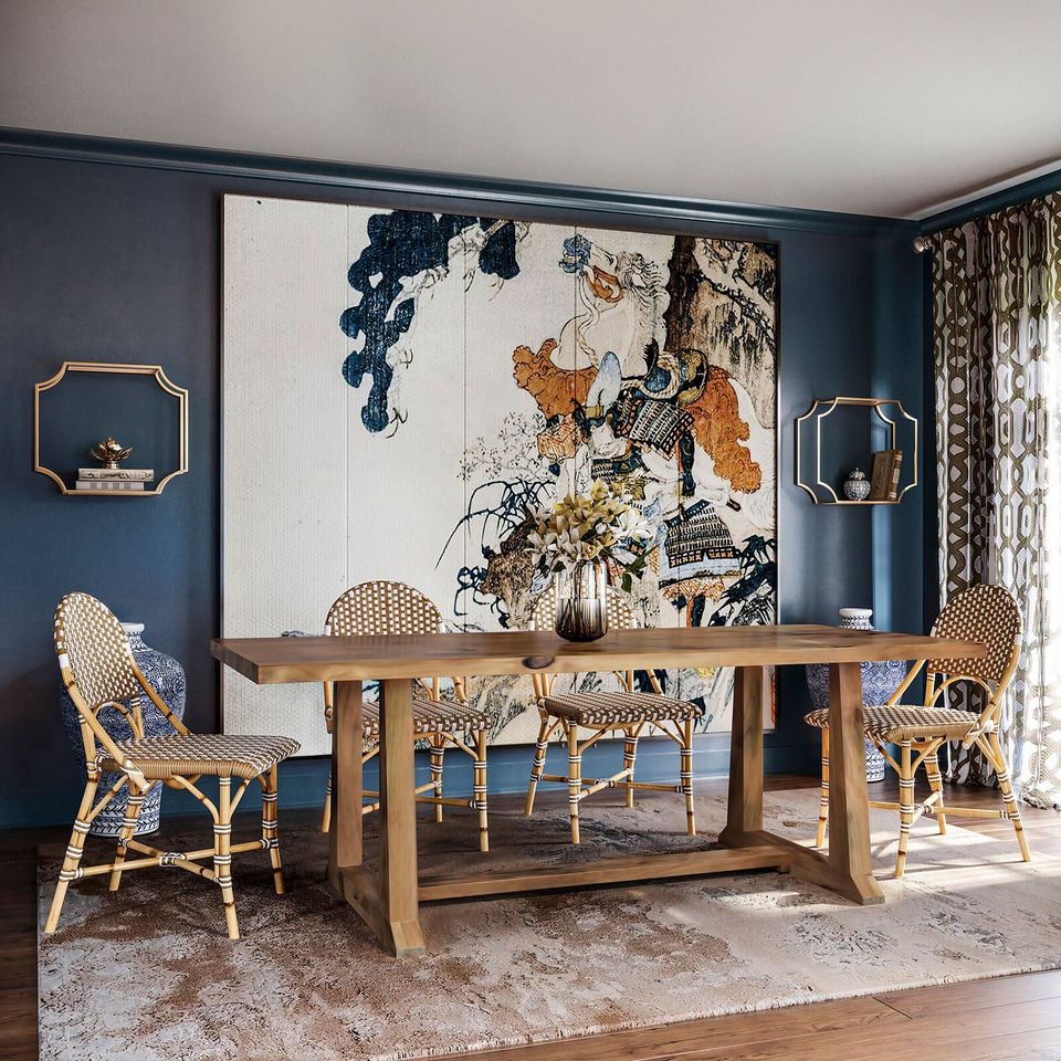 3D interior rendering showcasing a dining room with bespoke 3D furniture modeling and realistic furniture rendering.