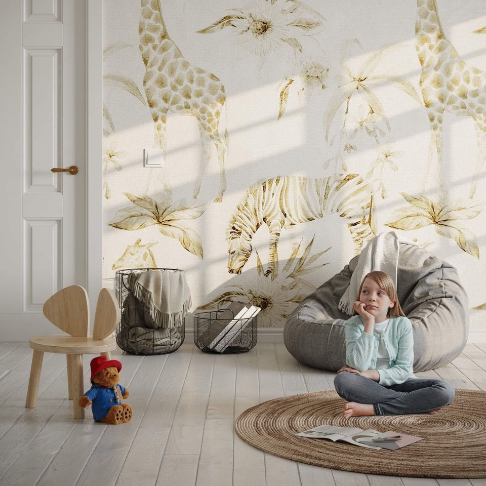 3D interior rendering showcasing a child's room with bespoke 3D furniture modeling, featuring a bean bag, decorative chair, and wall art in a photorealistic CGI setting.