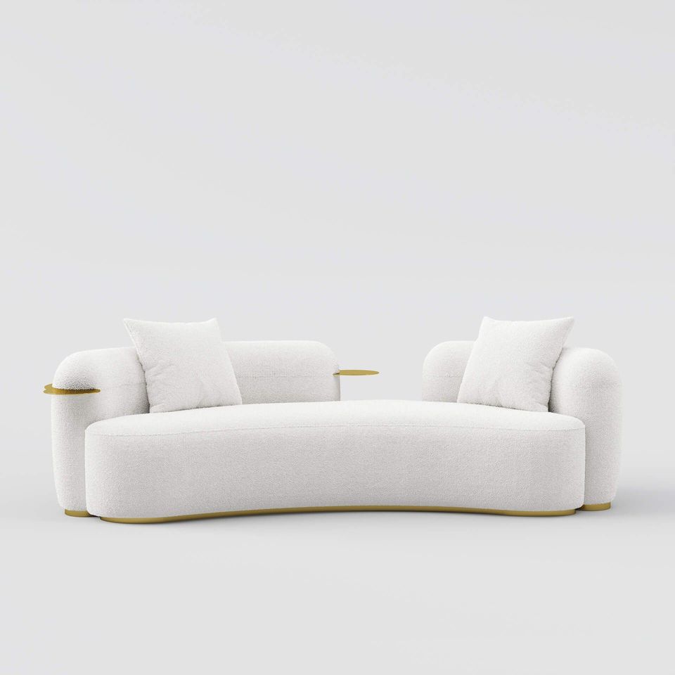 Photoreal 3D rendered image of a stylish sofa, showcasing realistic product rendering and 3D product visualization.
