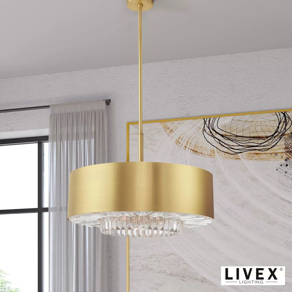 3D rendering of a modern gold lighting fixture in an interior setting, showcasing 3D furniture modeling and visualization