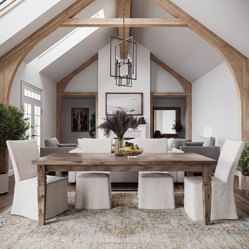 High-quality 3D rendering of a modern dining room showcasing bespoke 3D furniture modeling and photorealistic visualization.