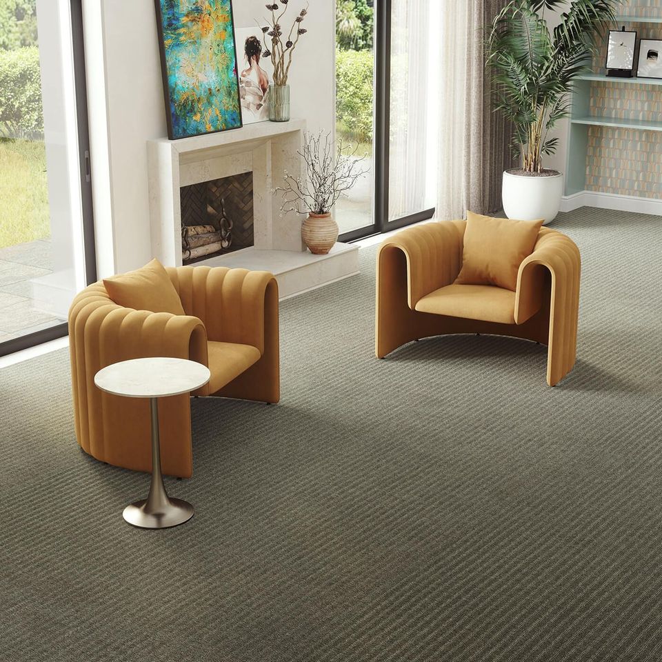 3D furniture rendering showcasing modern chairs in a living room setting, highlighting 3D modeling and photorealistic visualization.