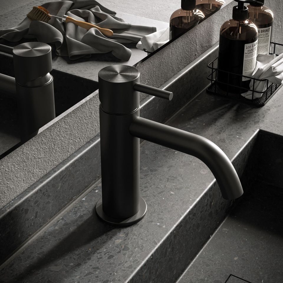 3D rendered image of a modern bathroom faucet showcasing photorealistic rendering and first-class 3D visualization.