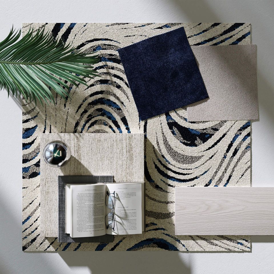 Top view of a 3D rendered furniture scene showcasing realistic textures and materials, ideal for 3D furniture modeling and interior visualization.