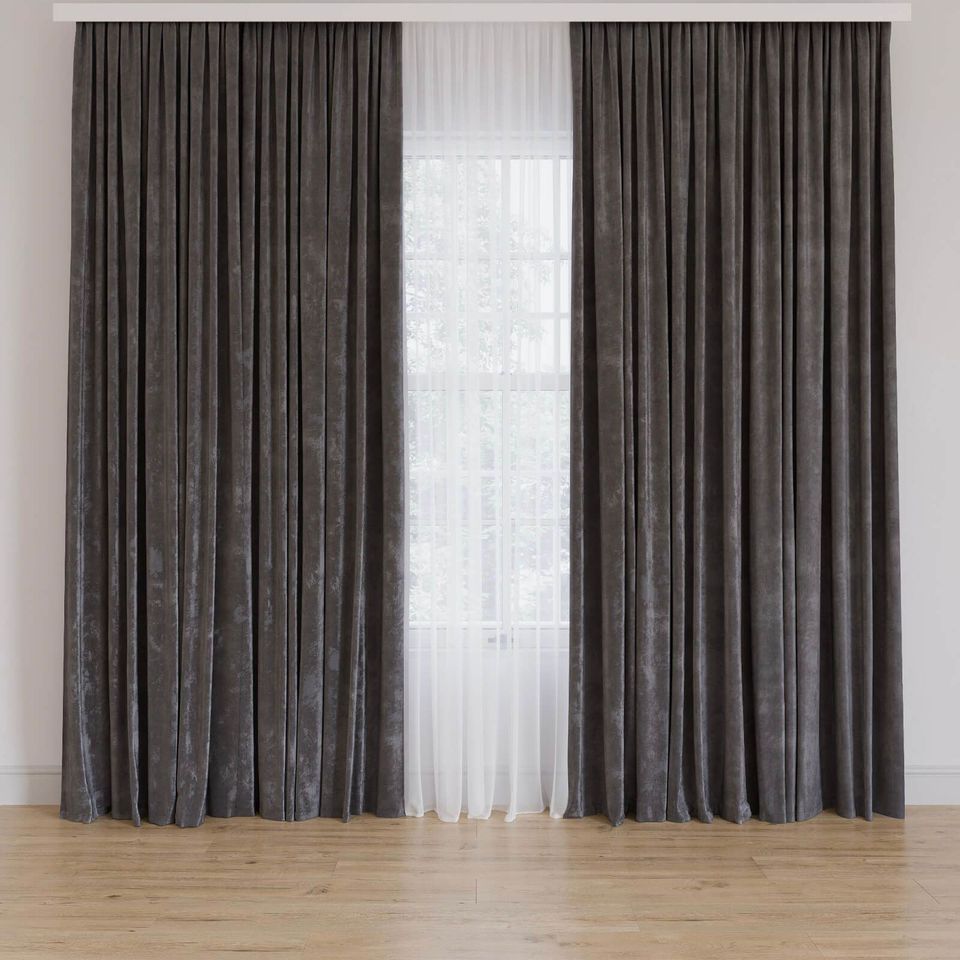 3D rendering of elegant curtains showcasing high-quality interior visualization and photorealistic CGI.