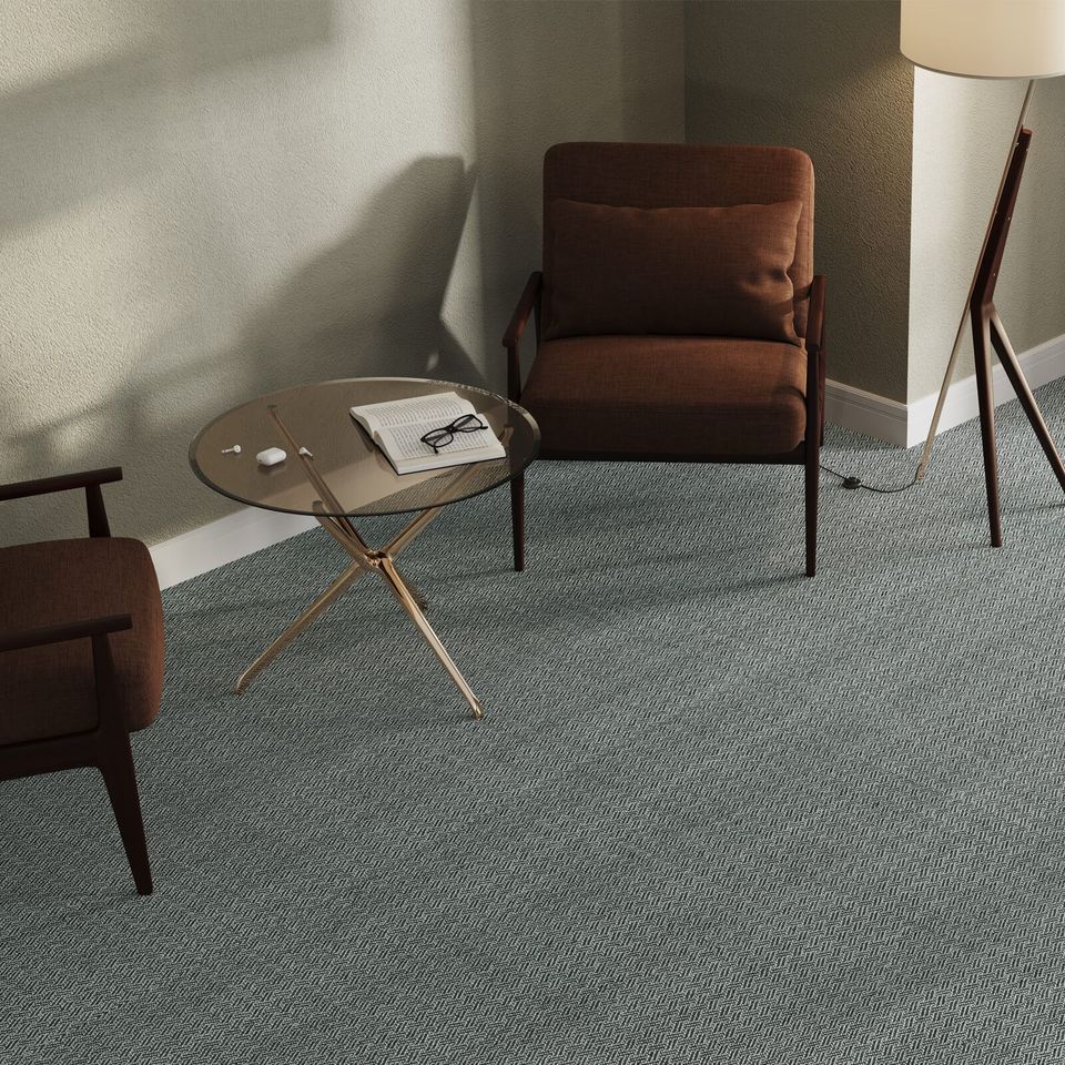 3D furniture rendering showcasing a modern interior with chairs and a glass table, highlighting 3D modeling and rendering techniques.