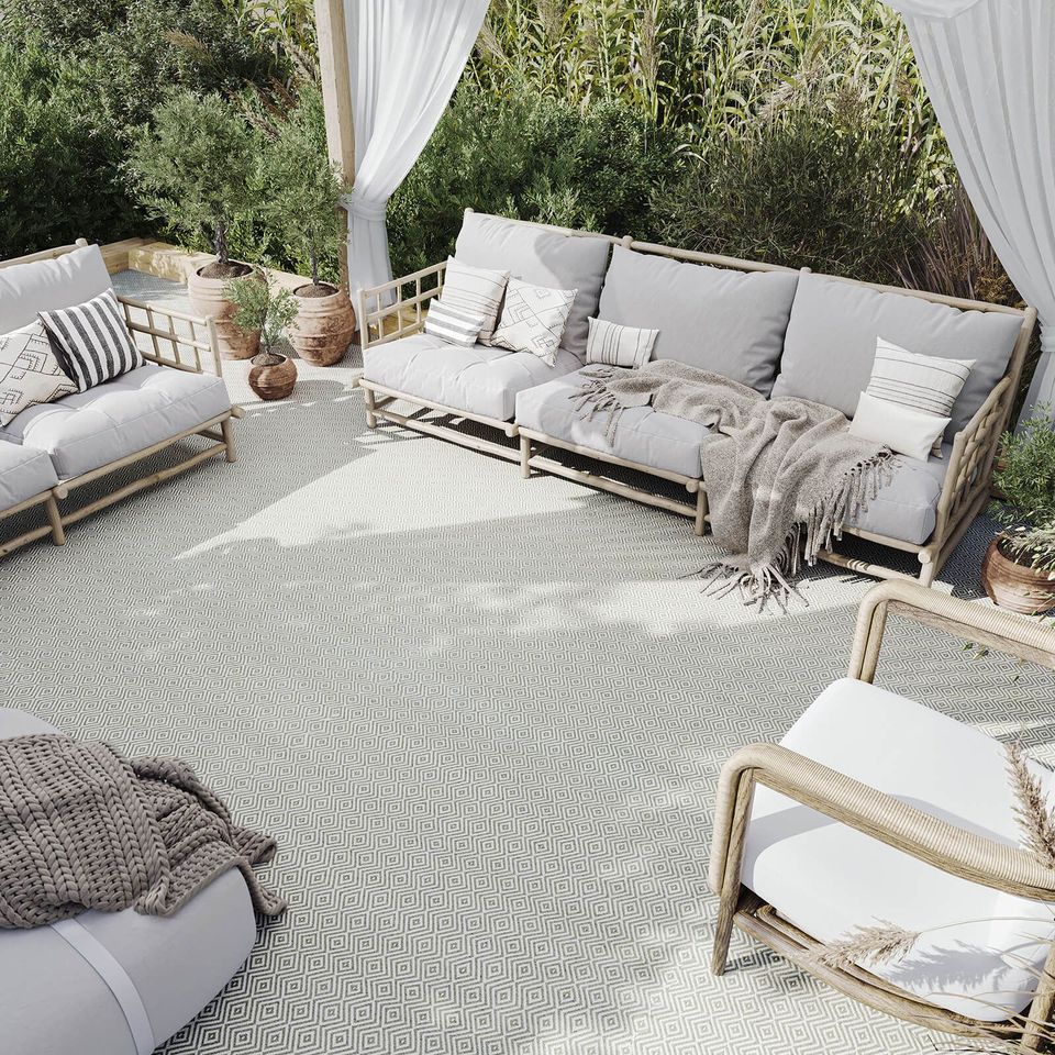 High-quality 3D furniture modeling and rendering showcasing an outdoor lounge with sofas and decor, highlighting photorealistic visualization and CGI rendering.