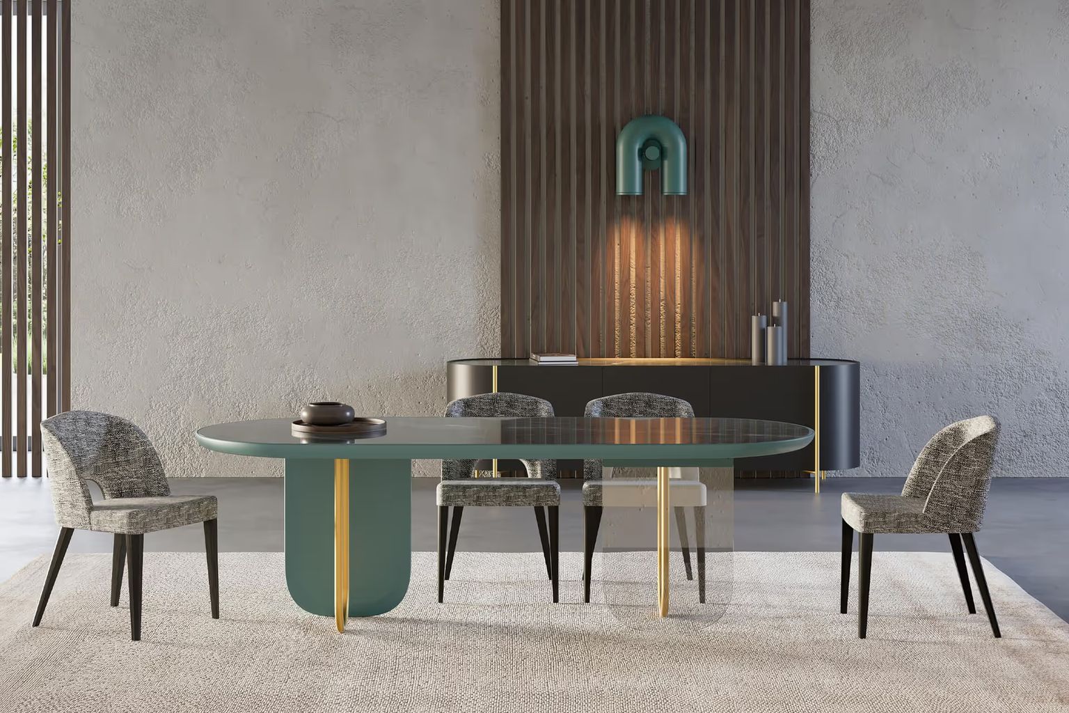 3D Lifestyle rendering for a dining furniture set 