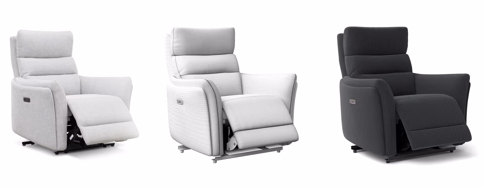 3D Model for armchair in grayscale and in two textures