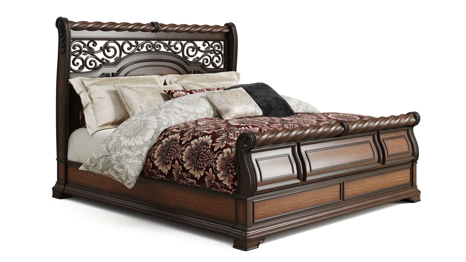 Product 3D Rendering of a Bed on a White Background