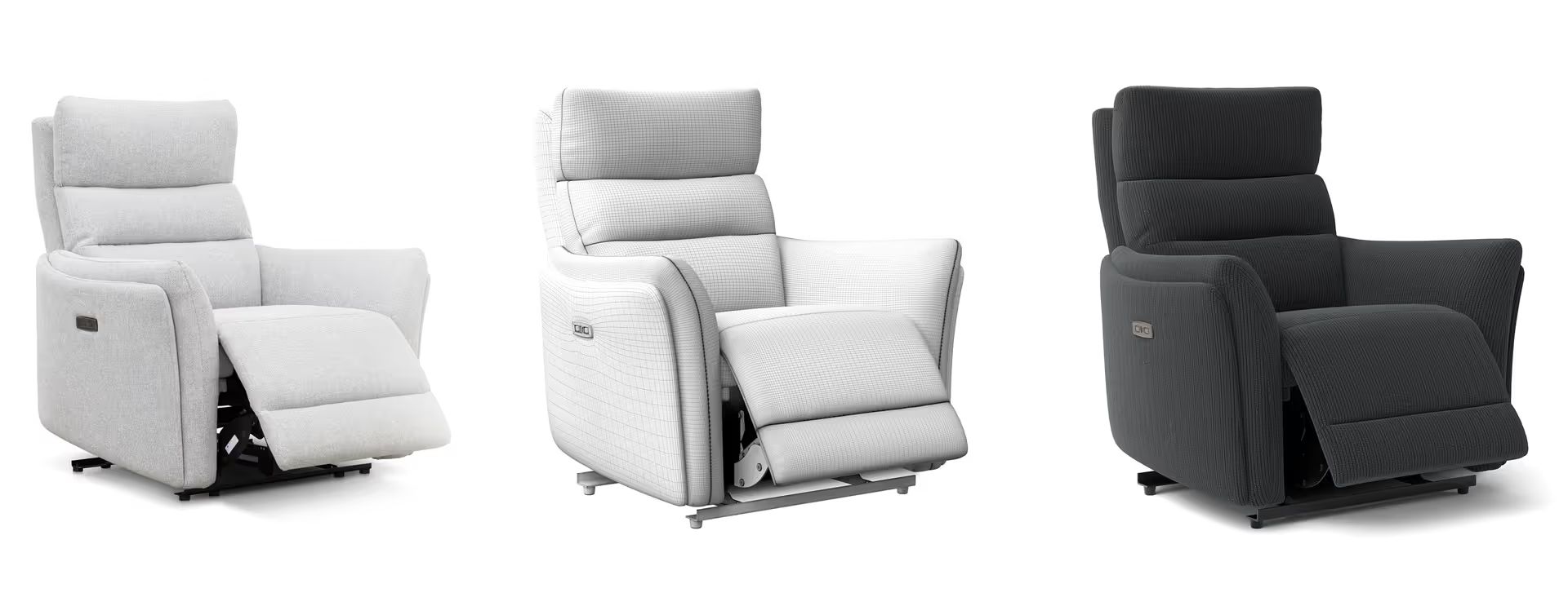 3D Model for armchair in grayscale and in two textures