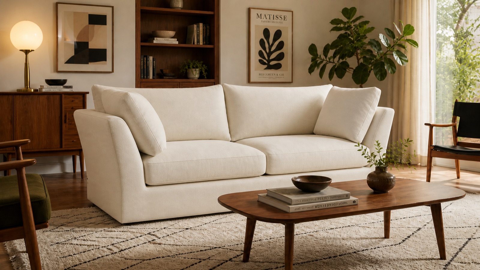 Pure AI lifestyle render with invented sofa proportions