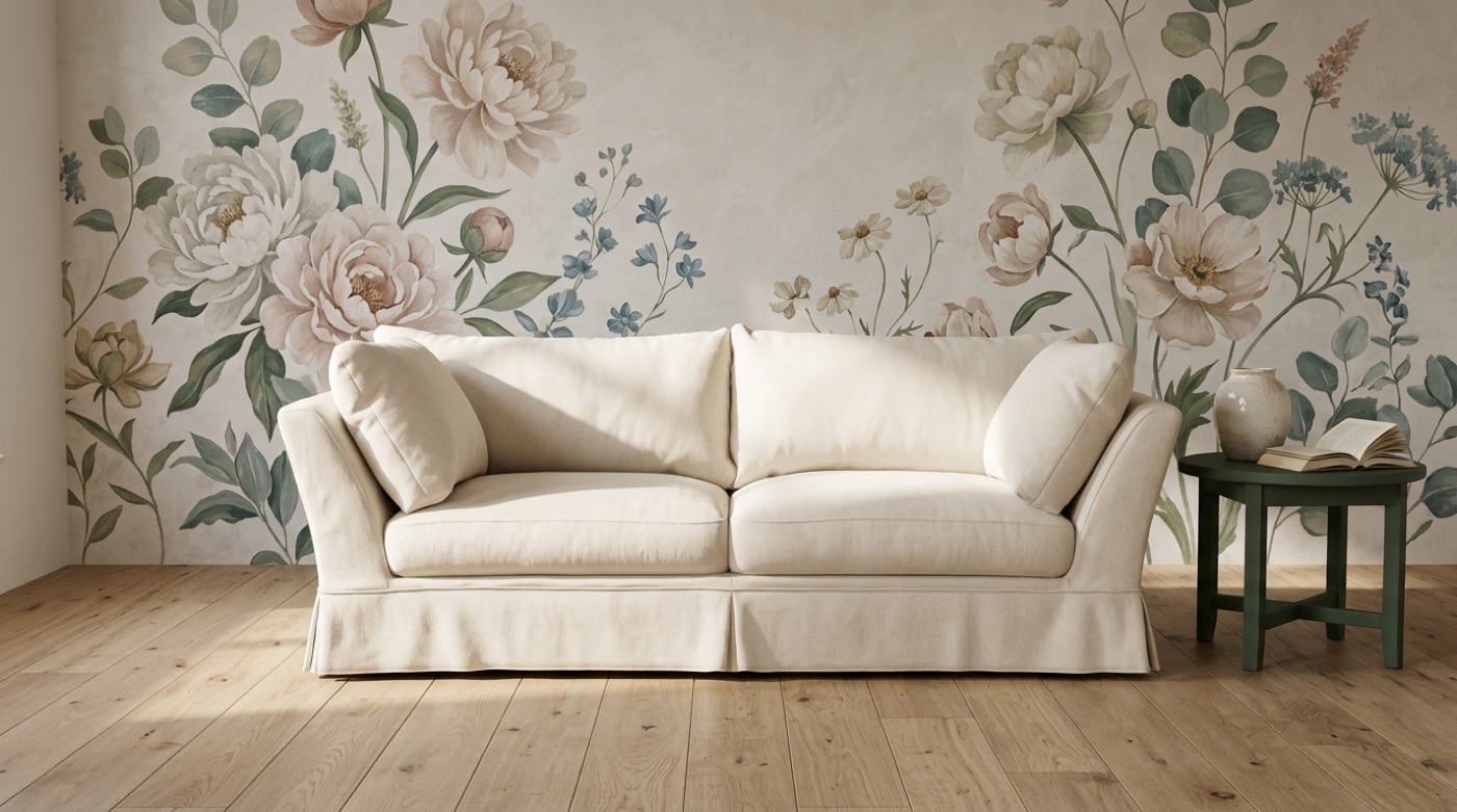 Lifestyle PDP imagery — sofa styled into a room