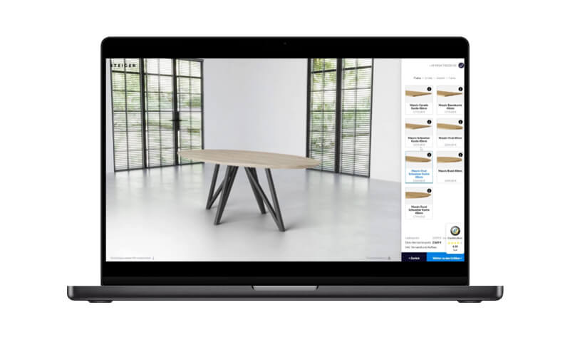 3D Table Configurator Visualization