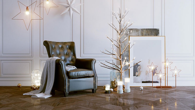 A Festive Scene for an Armchair Advertisement