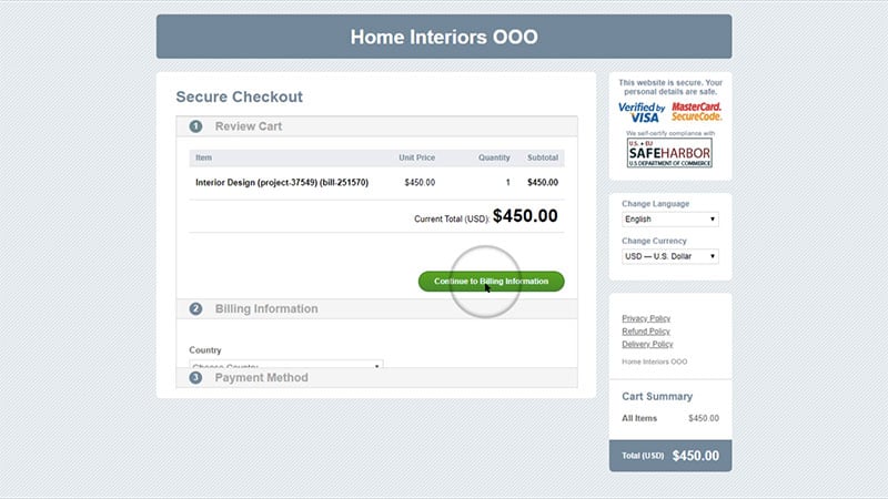 3D Project Management: Payment Section on CRM Support Platform