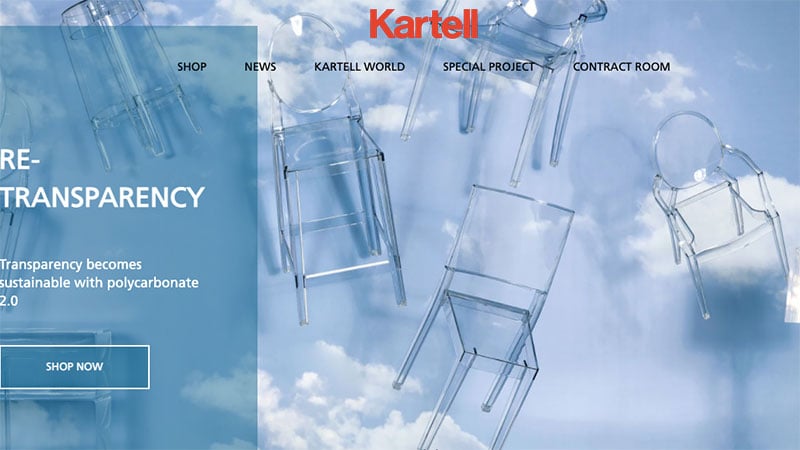 A Kartell’s Mainpage with an Inspiring Image of Furniture Designs