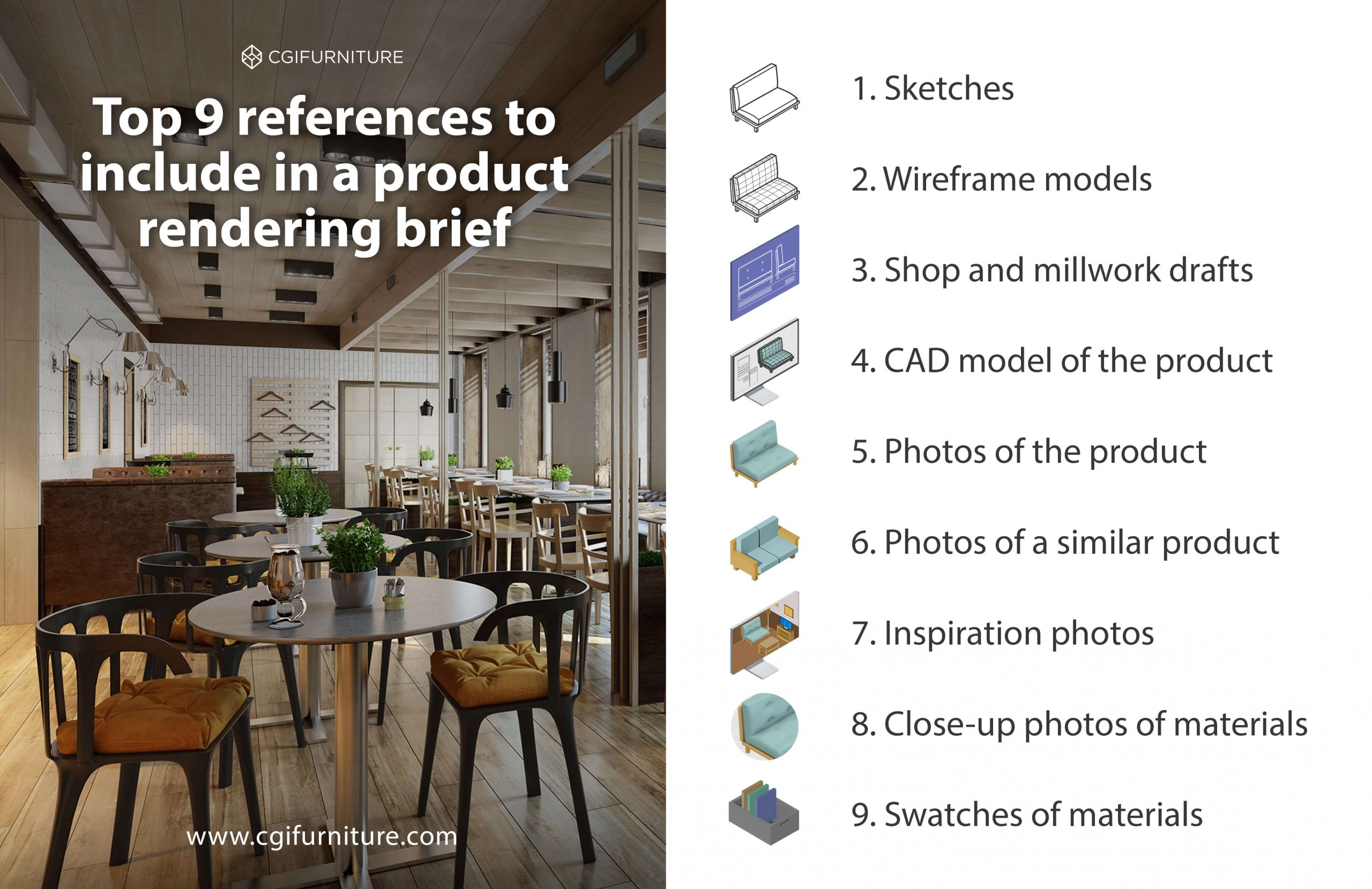 Types of Reference Materials for a Product Rendering Brief