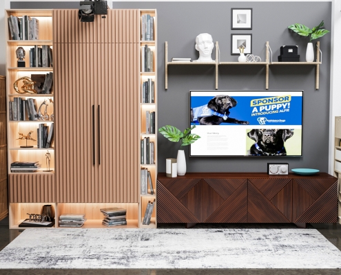 Lifestyle Render of a Shelving and Cabinetry Zone in a Furniture Store